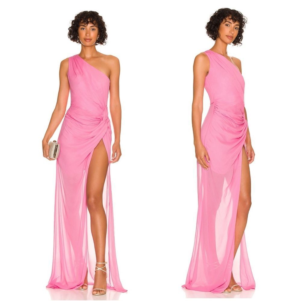 Elegant One-Shoulder Pink Maxi Dress